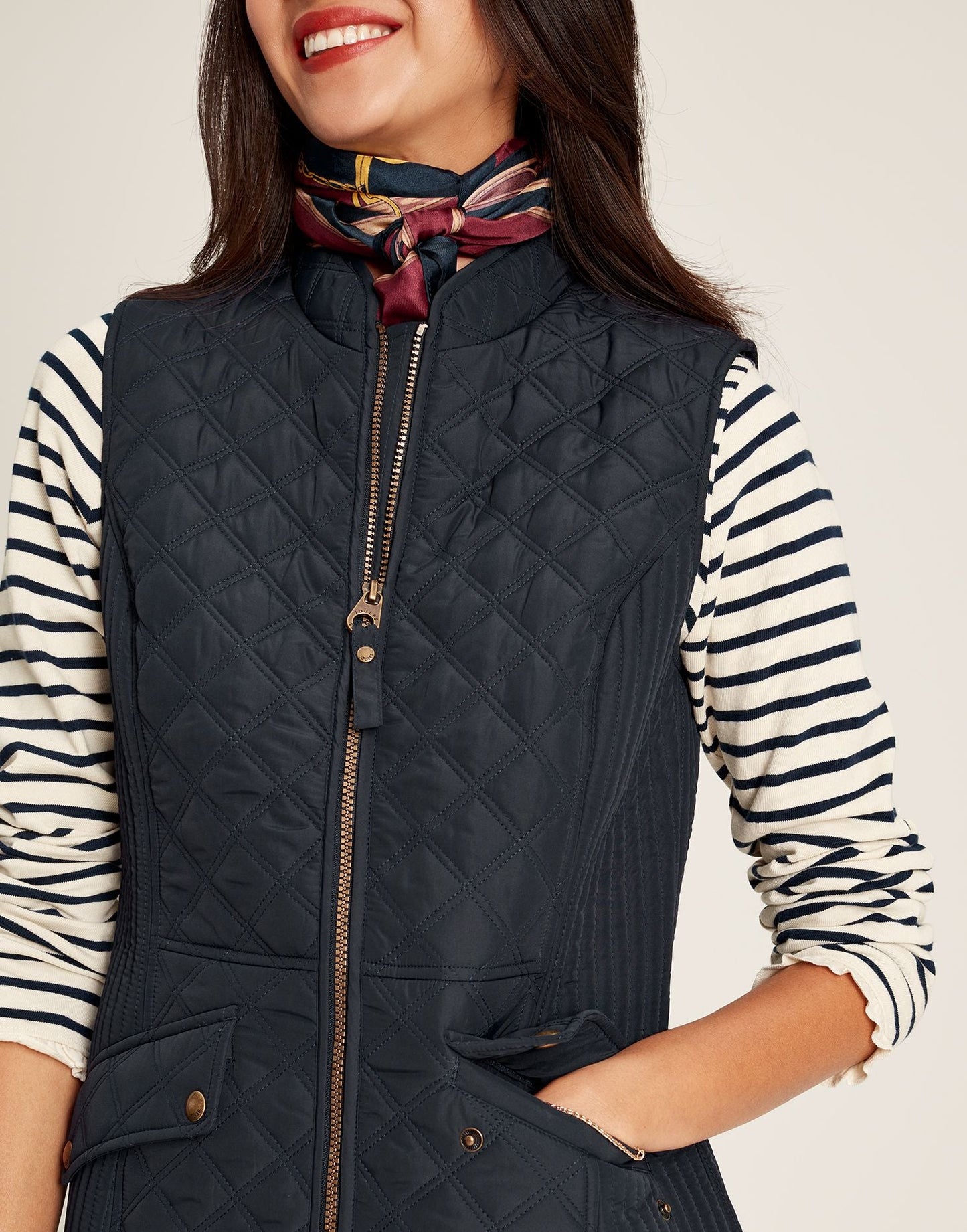 Minx Diamond Quilted Gilet - Dark Navy