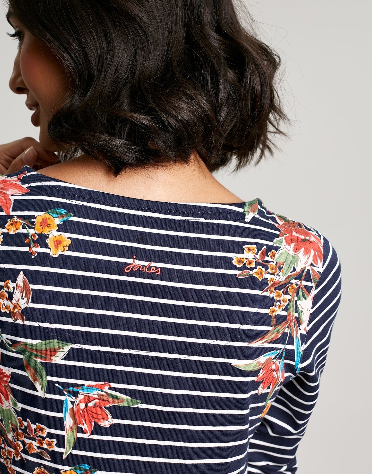 Harbour Print Long Sleeve Jersey Top - Navy Floral Stripe